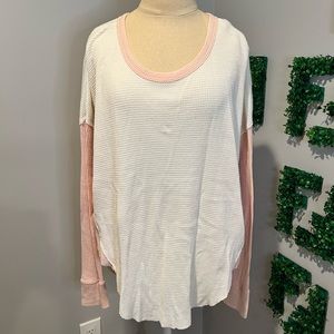 FREE PEOPLE WHITE AND PINK LONG SLEEVE
